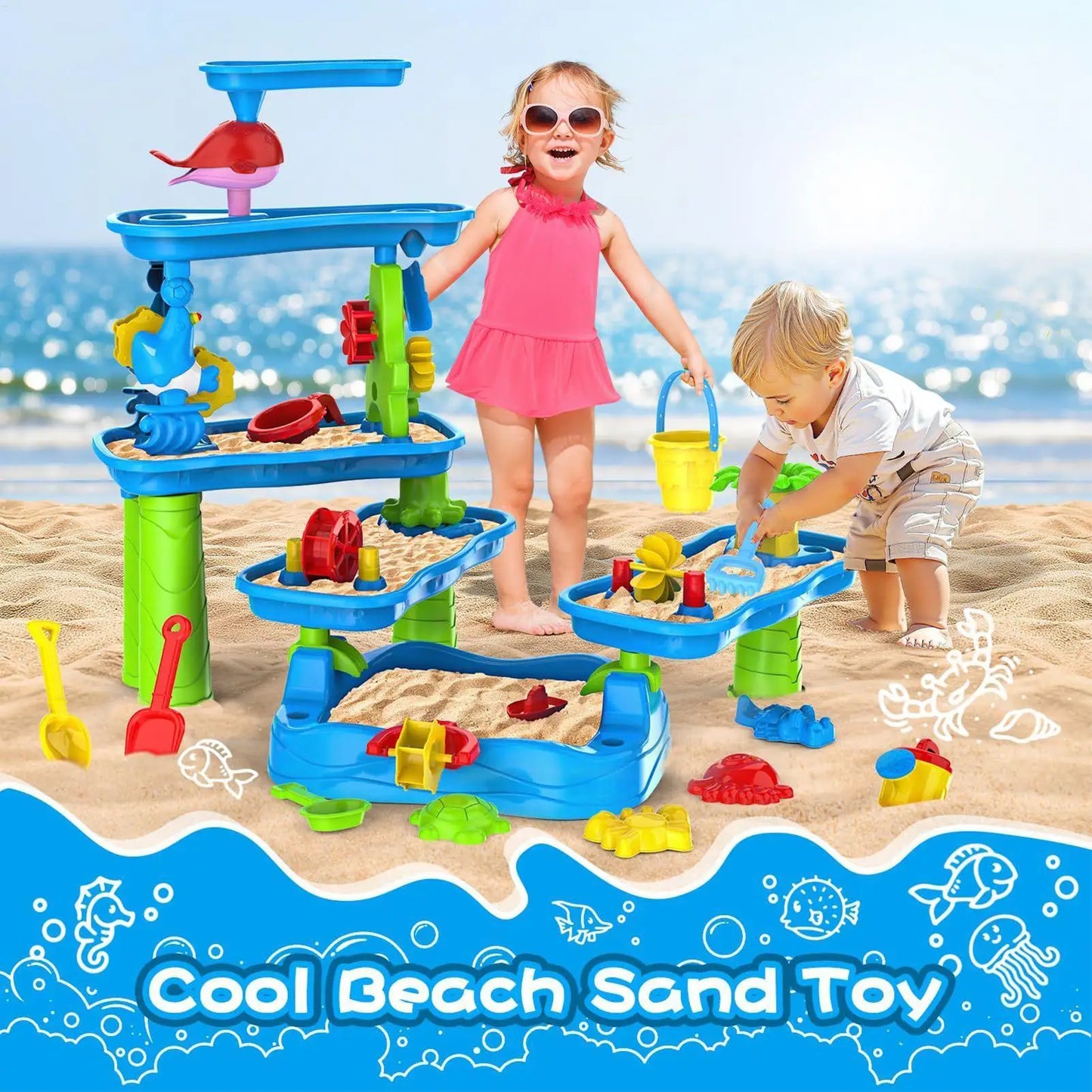 Sand And Water Play Table 6 Tier Set Kids Water Table