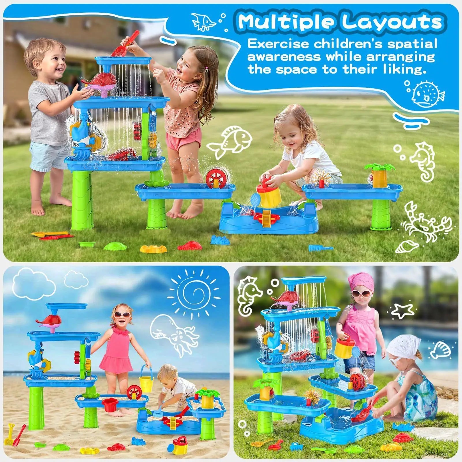 Sand And Water Play Table 6 Tier Set Kids Water Table