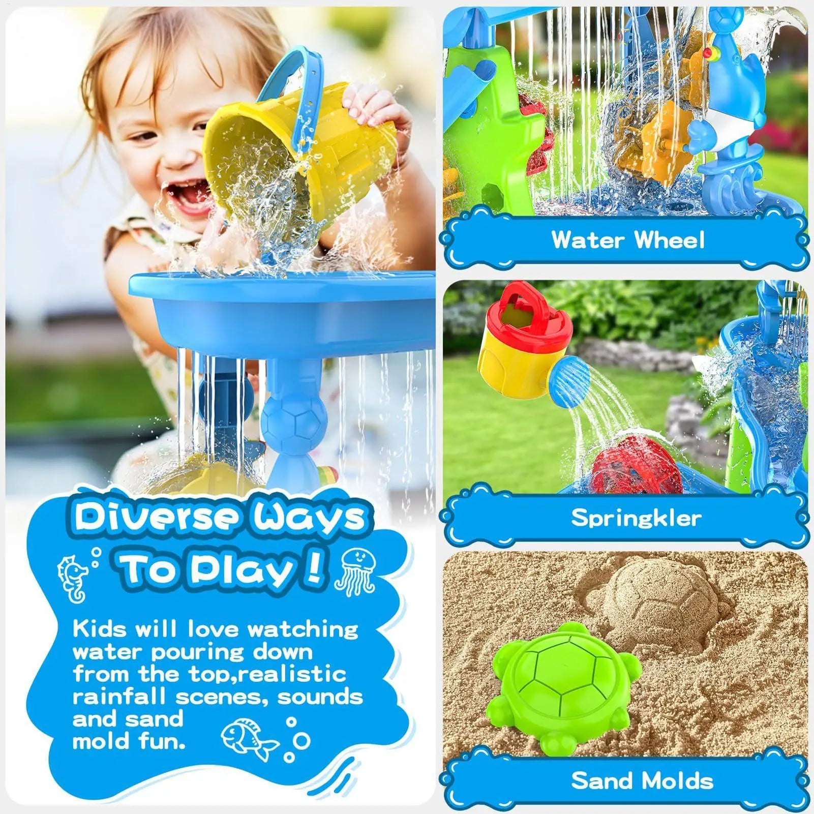 Sand And Water Play Table 6 Tier Set Kids Water Table