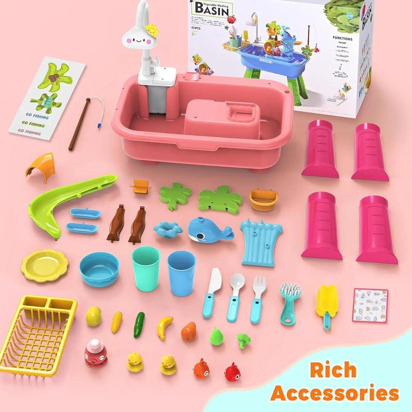 Water Table Toy With Electric Faucet Kids Water Table