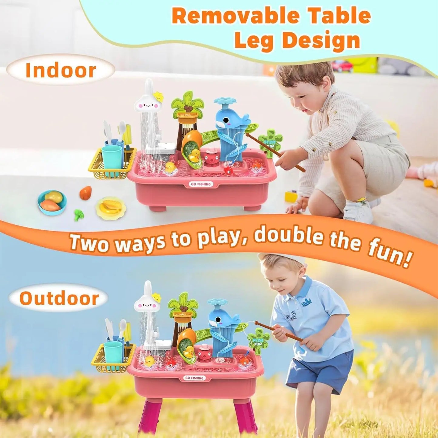 Water Table Toy With Electric Faucet Kids Water Table