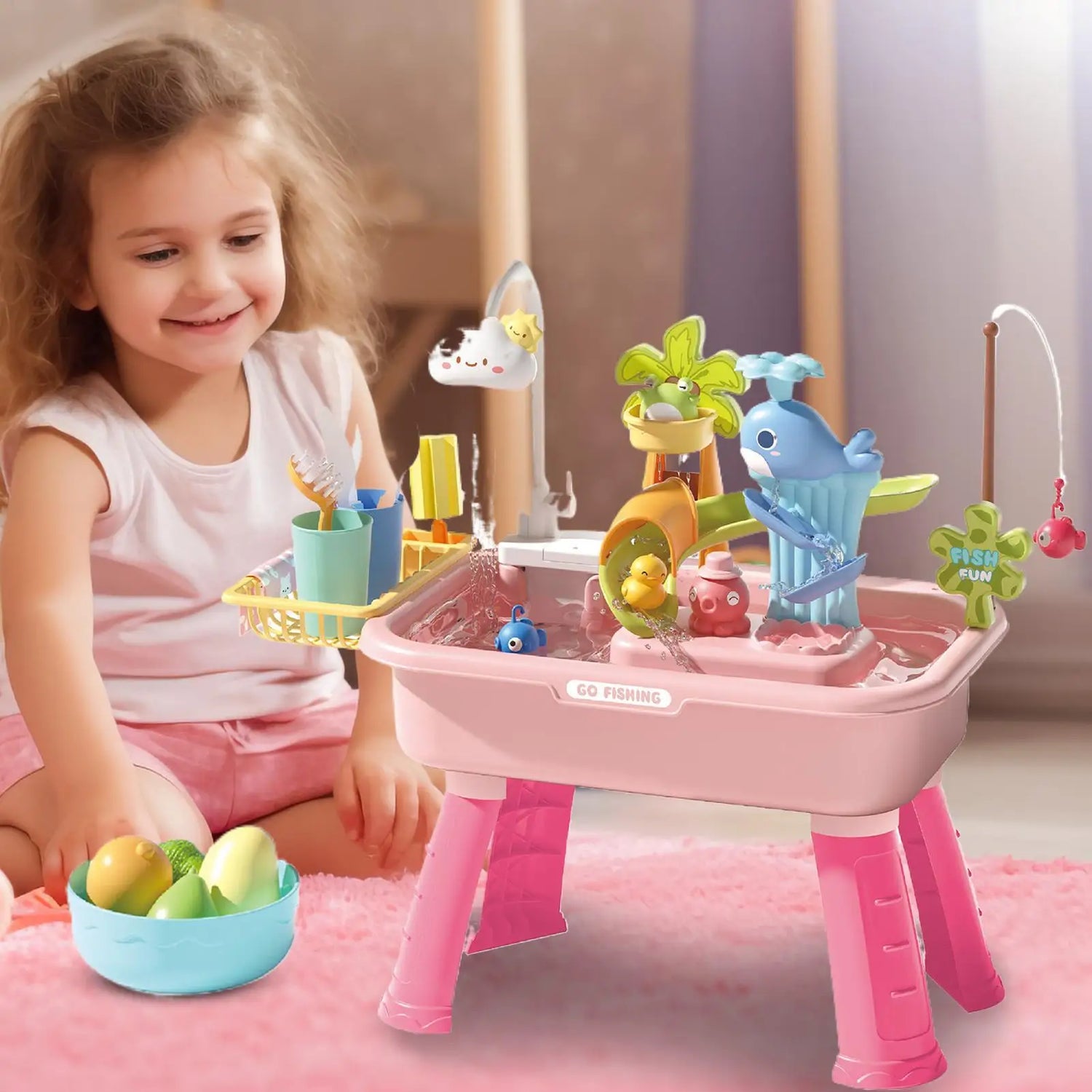 Water Table Toy With Electric Faucet Kids Water Table